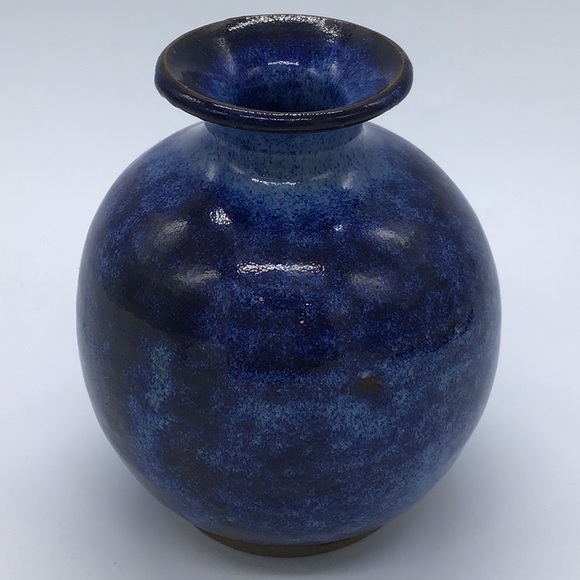 Pottery Art Studio Blue Drip Glaze Vase - Picture 2 of 5